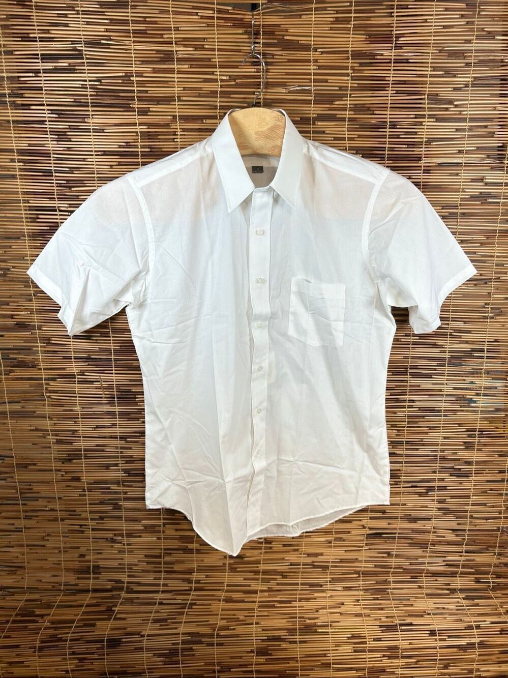 Van Heusen Size 16 Half Sleeve White Button-Down Shirt